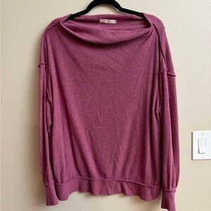 We The Free Pink Oversized Sweater Ribbed Long Sleeve Pink Small Boyfriend